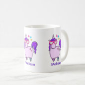 ハート型の眼鏡のかわいいユニコーン コーヒーマグカップ (正面右)