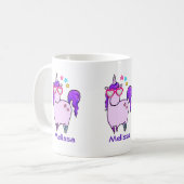 ハート型の眼鏡のかわいいユニコーン コーヒーマグカップ (正面左)