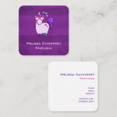 ハート型の眼鏡のかわいいユニコーン スクエア名刺 (正面/裏面)