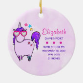 ハート型の眼鏡のかわいいユニコーン セラミックオーナメント (裏面)