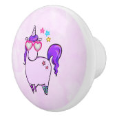 ハート型の眼鏡のかわいいユニコーン セラミックノブ (右)