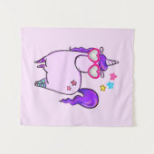 ハート型の眼鏡のかわいいユニコーン タペストリー (正面(横))