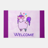 ハート型の眼鏡のかわいいユニコーン ドアマット (正面)