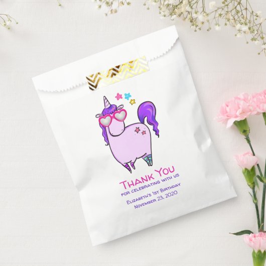 ハート型の眼鏡のかわいいユニコーン フェイバーバッグ (封をした状態)