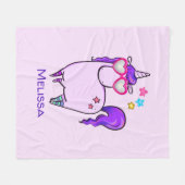 ハート型の眼鏡のかわいいユニコーン フリースブランケット (正面(横))