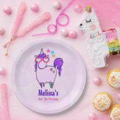 ハート型の眼鏡のかわいいユニコーン ペーパープレート (パーティー)