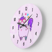 ハート型の眼鏡のかわいいユニコーン ラージ壁時計 (傾斜)