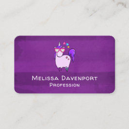 ハート型の眼鏡のかわいいユニコーン 名刺