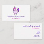 ハート型の眼鏡のかわいいユニコーン 名刺 (正面/裏面)