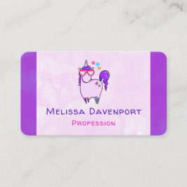 ハート型の眼鏡のかわいいユニコーン 名刺