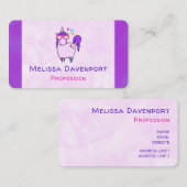 ハート型の眼鏡のかわいいユニコーン 名刺 (正面/裏面)