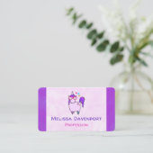 ハート型の眼鏡のかわいいユニコーン 名刺 (スタンド正面)