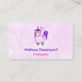 ハート型の眼鏡のかわいいユニコーン 名刺