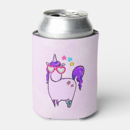 ハート型の眼鏡のかわいいユニコーン 缶クーラー