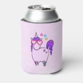 ハート型の眼鏡のかわいいユニコーン 缶クーラー (缶裏面)