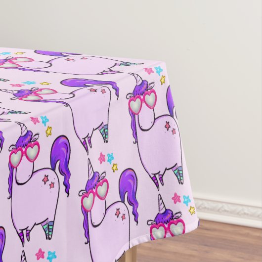 ハート型の眼鏡パターンのかわいいユニコーン テーブルクロス (インサイチュ)