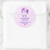 ハート型の眼鏡ビジネスでかわいいユニコーン ラウンドシール (バッグ)