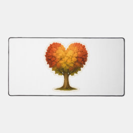 ハート型の秋の木 デスクマット