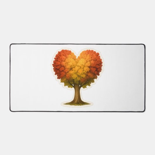 ハート型の秋の木 デスクマット (正面)