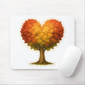 ハート型の秋の木 マウスパッド (マウス)