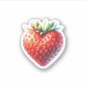 ハート型の種子を持つハート型のイチゴ シール (正面)