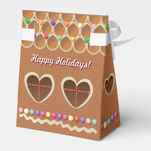 ハート型の窓が付いたかわいいジンジャーブレッドの家 フェイバーボックス (裏面サイド)