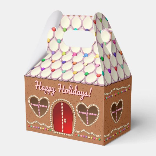 ハート型の窓を持つ甘いジンジャーブレッドの家 フェイバーボックス (裏面サイド)