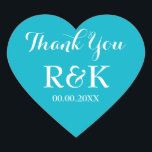 ハート型の結婚封筒用シールはシールを好む ハートシール<br><div class="desc">スタイリッシュハート型の結婚式の引き出物感謝していお前のシール。アクア/ターコイズブルーと白またはカスタム背景色。スクリプトエレガントタイポグラフィ。ロマンチックな封筒用シール/シーラーとして、またはシックなモノグラムの結婚式の引き出物ラベルとして使用す感謝しているゲスト。かわいい愛のシンボルの形スタイリッシュ文字。また、クラスリー婚約パーティ、記念日など他の大事な行事にファンシー便利である。</div>