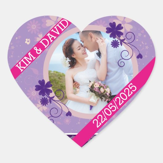 ハート型の結婚式フォトサンクステッカー ハートシール (正面)