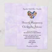 ハート型の羽根 ウェディング 招待状 (正面/裏面)