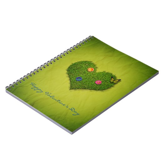 ハート型の芝花バタフライ ノートブック (左側)