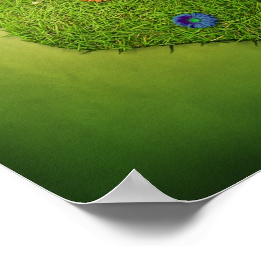 ハート型の芝花バタフライ ポスター (角)