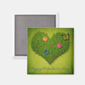 ハート型の芝花バタフライ マグネット (正面/裏面)