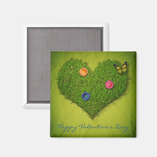 ハート型の芝花バタフライ マグネット (正面/裏面)
