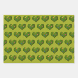 ハート型の芝花バタフライ ラッピングペーパーシート