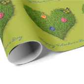 ハート型の芝花バタフライ ラッピングペーパー (ロールコーナー)