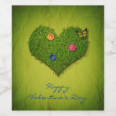 ハート型の芝花バタフライ ワインラベル (シングルラベル)