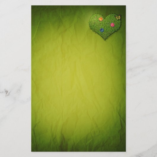 ハート型の芝花バタフライ 便箋 (正面)