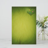 ハート型の芝花バタフライ 便箋 (スタンド正面)