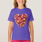 ハート型の花のバレンタインラブアレンジメント Tシャツ (正面)