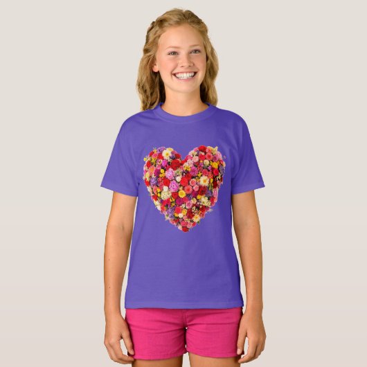 ハート型の花のバレンタインラブアレンジメント Tシャツ (正面フル)