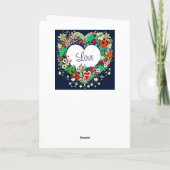 ハート型の花のフレーム バレンタインデー カード (裏面)