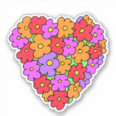 ハート型の花 シール (正面)