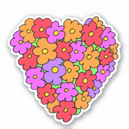 ハート型の花 シール (正面)