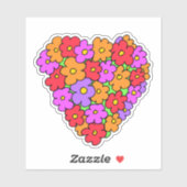 ハート型の花 シール (シート)