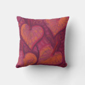 ハート型の花，フローラハート，ピンク，赤&オレンジ クッション (裏面)