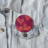 ハート型の花，フローラハート，ピンク，赤&オレンジ 缶バッジ (インサイチュ)