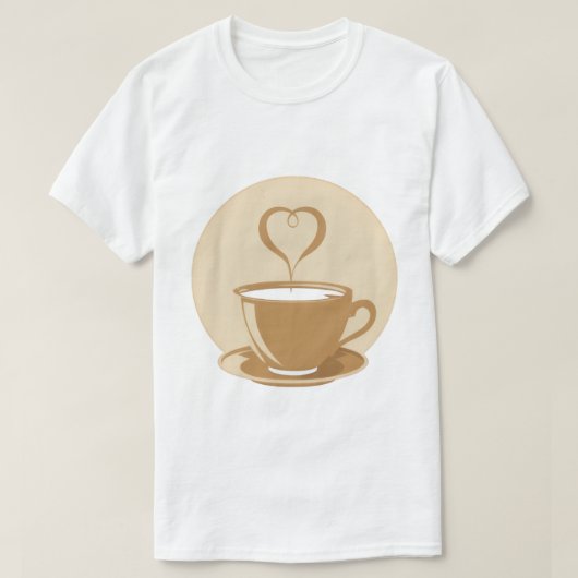 ハート型の蒸気Tシャツ付きコーヒーカップ Tシャツ (デザイン正面)