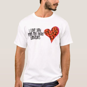 ハート型の赤いトマトのジョーク引用文Tシャツ Tシャツ