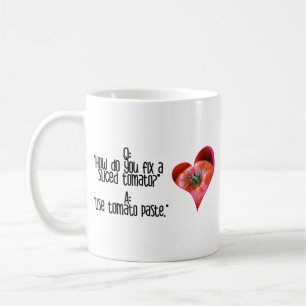 ハート型の赤いトマトジョーク引用文Tシャツコーヒー コーヒーマグカップ